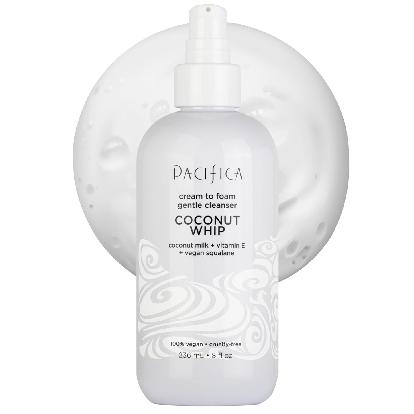Pacifica Coconut Whip Cream to Foam Face Wash - Gentle Hydrating Facial Cleanser for Dry & Sensitive Skin, Moisturizing Daily Face Wash, Non-Comedogenic Vegan & Cruelty-Free, Dermatologist Tested 8oz