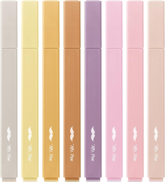 Mr. Pen- Aesthetic Highlighters, 8 Pack, Chisel Tip, Vintage Brown, Cute Highlighters Assorted Colors