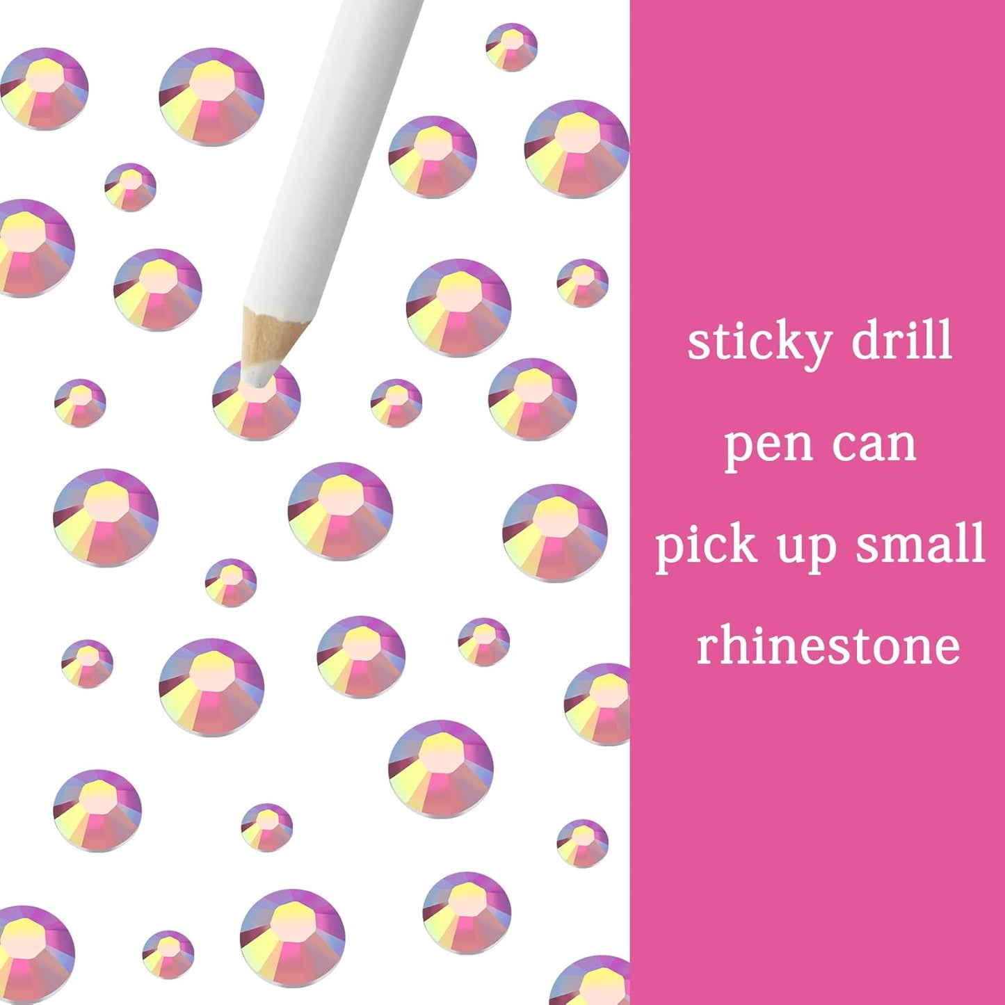 Multi Size 3mm 4mm 5mm Rhinestones Set for Nails Crafts Pink Non Hotfix Rhinestones Nail Gems Rhinestone AB Color&Round Flat Back Resin Rhinestone for Makeup Clothes Shoes Eyes Bottles Crafts