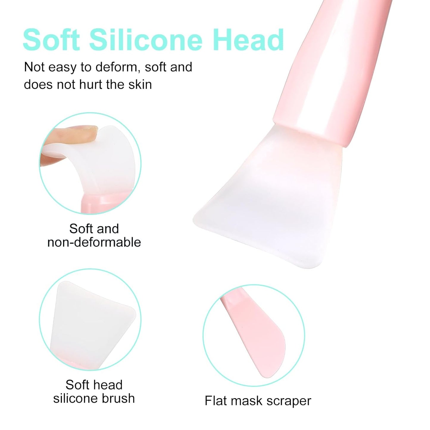 5 Pcs Silicone Face Mask Applicator,Face Mask Spatula,Reusable Double-End Faces Masks Brush Washable Beauty Spatula Comestic Tools for Clay,Cream,Gel,and Mud Facial Masks,Soft Smoothing