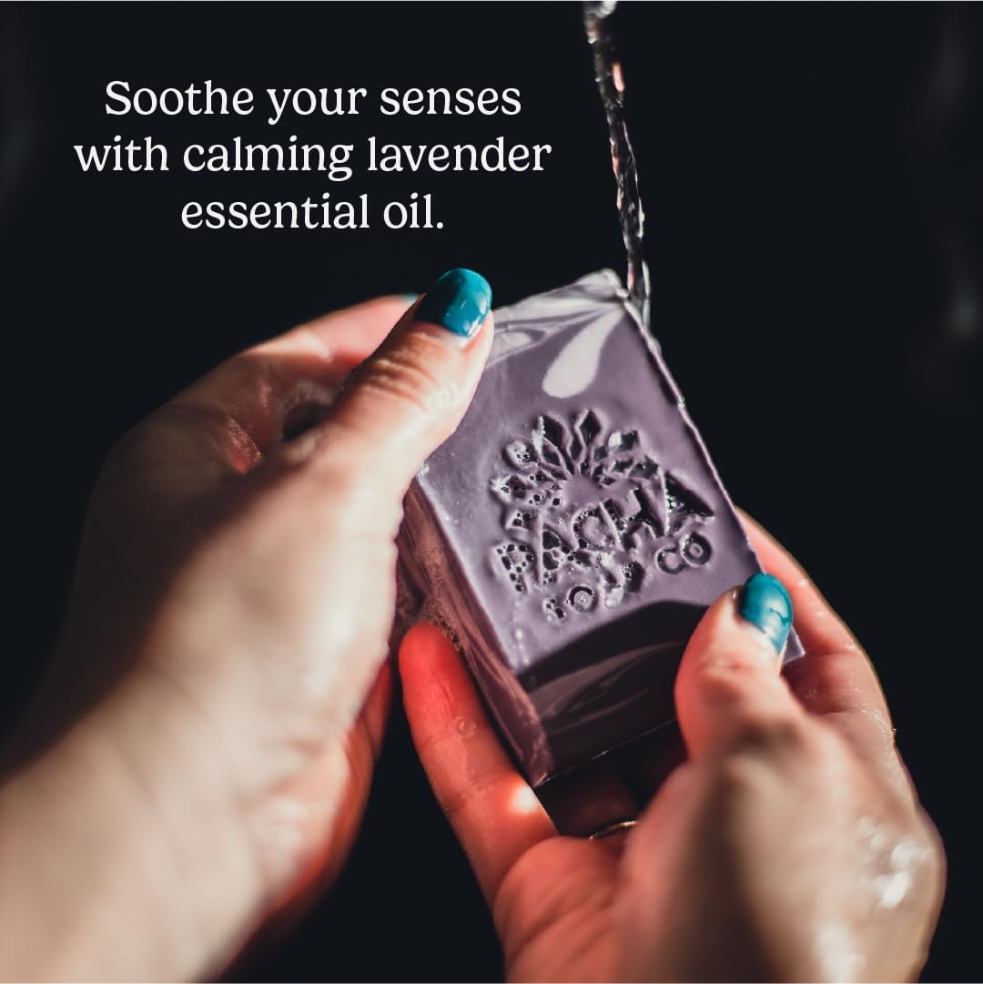 Pacha Soap Co. Bar Soap - Premium, Handcrafted, Hydrating, Natural Face Wash, Hand Cleanser, Body Wash, Soothing Essential Oils (French Lavender, 5-Pack, 4 oz ea)