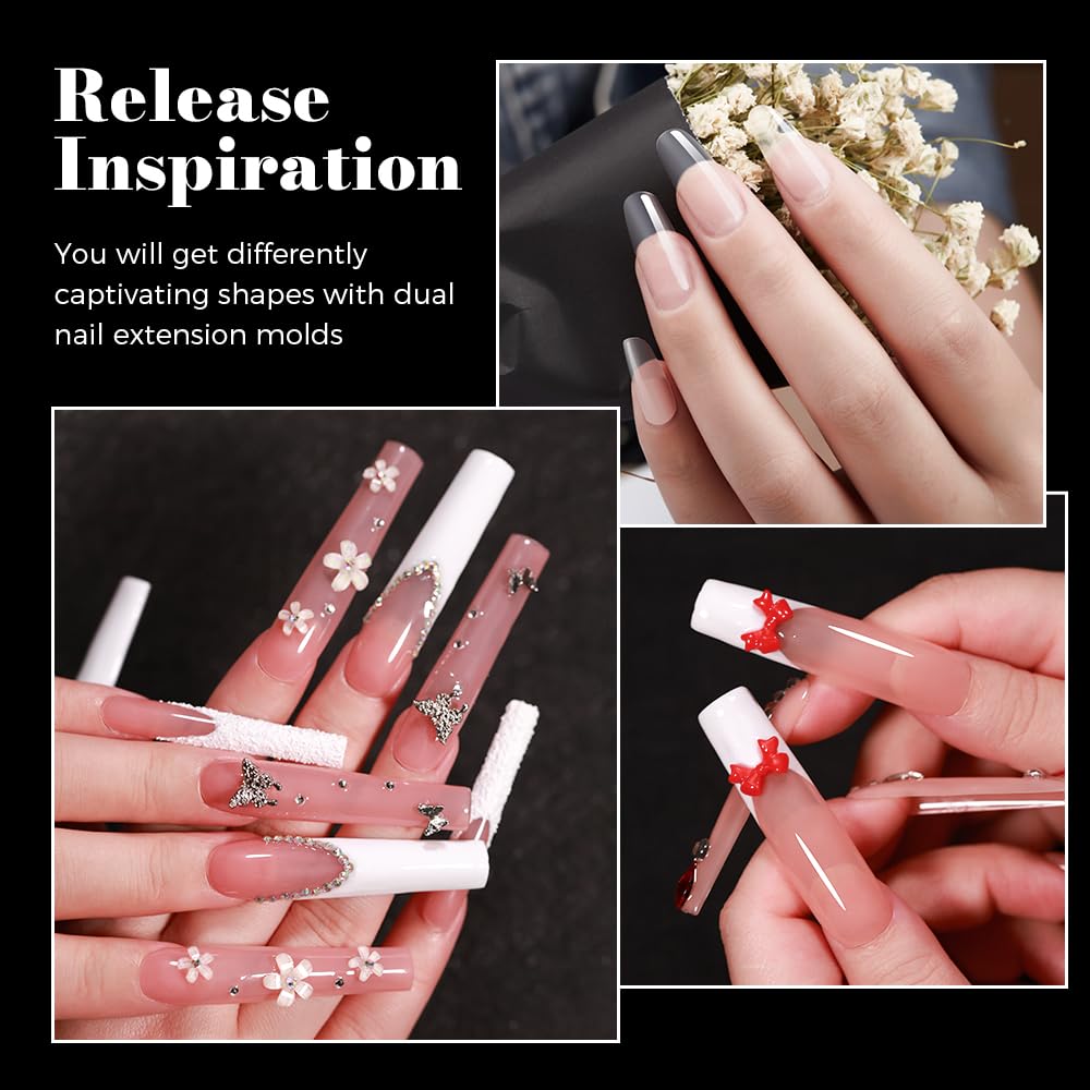 Nail Dual Forms for Poly Gel, 288PCS French Nail Forms, 8 Shapes, 12 Sizes Clear Poly Gel Nail Molds for DIY Nails Extension Kit for Salon-Quality Manicures at Home