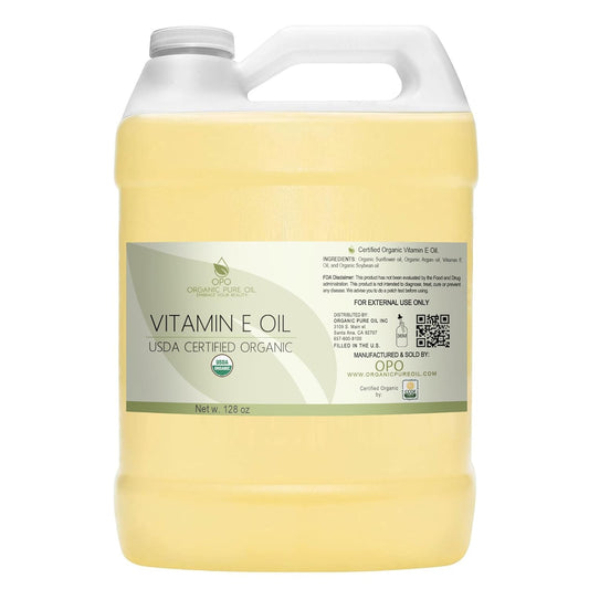 Vitamin E Oil - Organic, 43,000 IU, Natural Vegan Cruelty-(128 oz. / 1 Gallon), Free Bulk Extra Strength for Face Skin Hair Body Eyelashes Locs Nails - Antioxidant Moisturizer DIY Cream Lotion