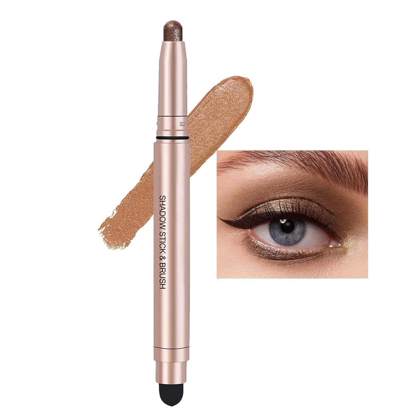 Brown Eyeshadow Stick, Smooth Cream Shimmer Single Eyeshadow Pencil, High Pigment Long Lasting Waterproof Eye Shadow Pen, Hypoallergenic Eye Highlighter Stick Create Multi-Dimensional Eyes Look 08#