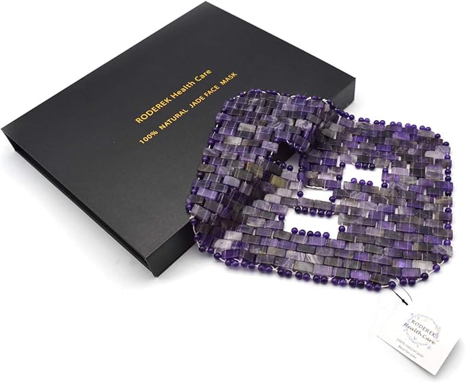 Jade Face Mask, Jade Mask for Relieving Face & Eye Puffiness Migraine, Anti Wrinkle Mask Therapy, Yoga Meditation Tools (Amethyst)