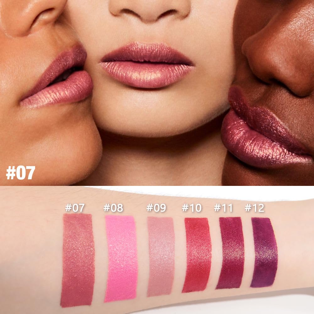 Coral Pink Metallic Lipstick for Women,Lightweight Shimmer Frosted Lipstick,Glitter Lip Gloss Stain Long Lasting Waterproof Smudge Proof 24 Hour Full Coverage Lip Makeup,Vegan