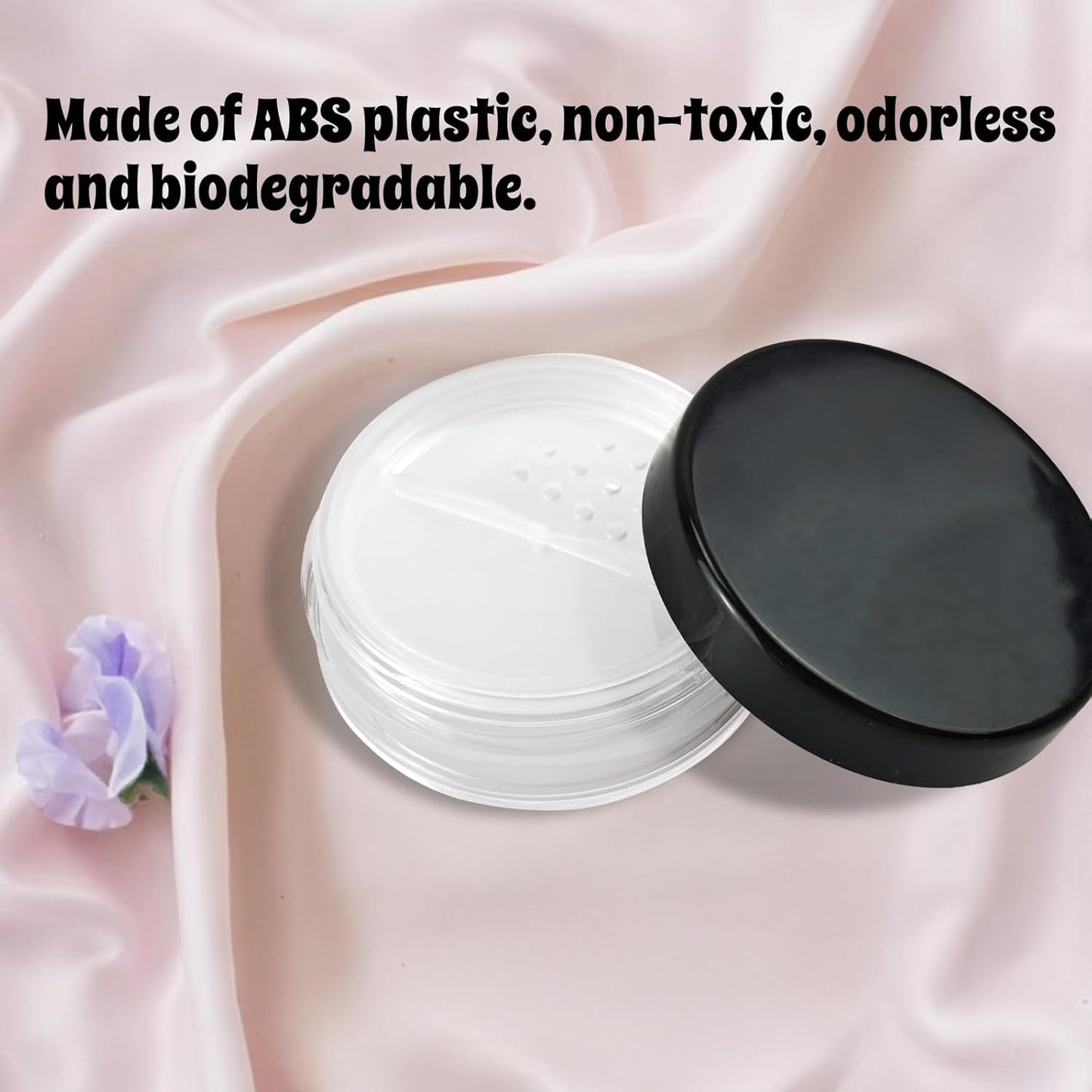 Nirvany 6PCS 10ml Refillable Loose Powder Containers, Black Travel Makeup Jars with Rotating Sifter & Leakproof Screw Lids