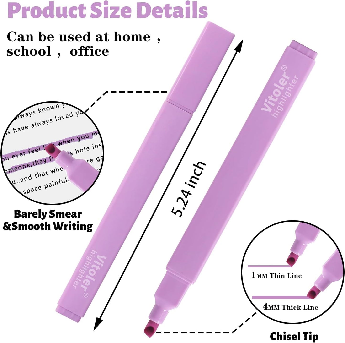 Vitoler Bible Highlighters,8 Colors Cute Highlighters with Chisel Tip for Bible Accessories School Office Supplies