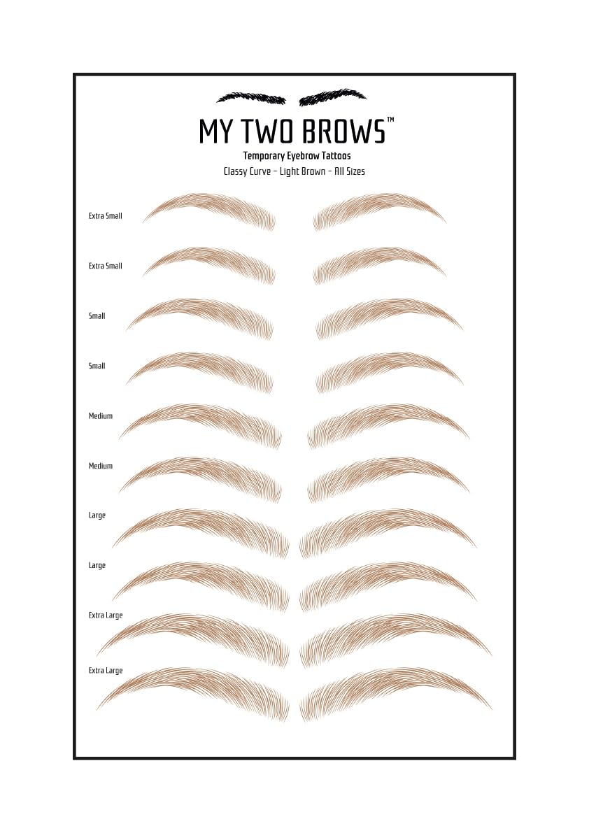 (10 pairs) Light Brown Temporary Eyebrow Tattoo - Medium Size - Waterproof & Smudgeproof - Classy Curve Style Eyebrow Stickers - Sheet Lasts up to 30 Days - Won't Work on Existing Brows