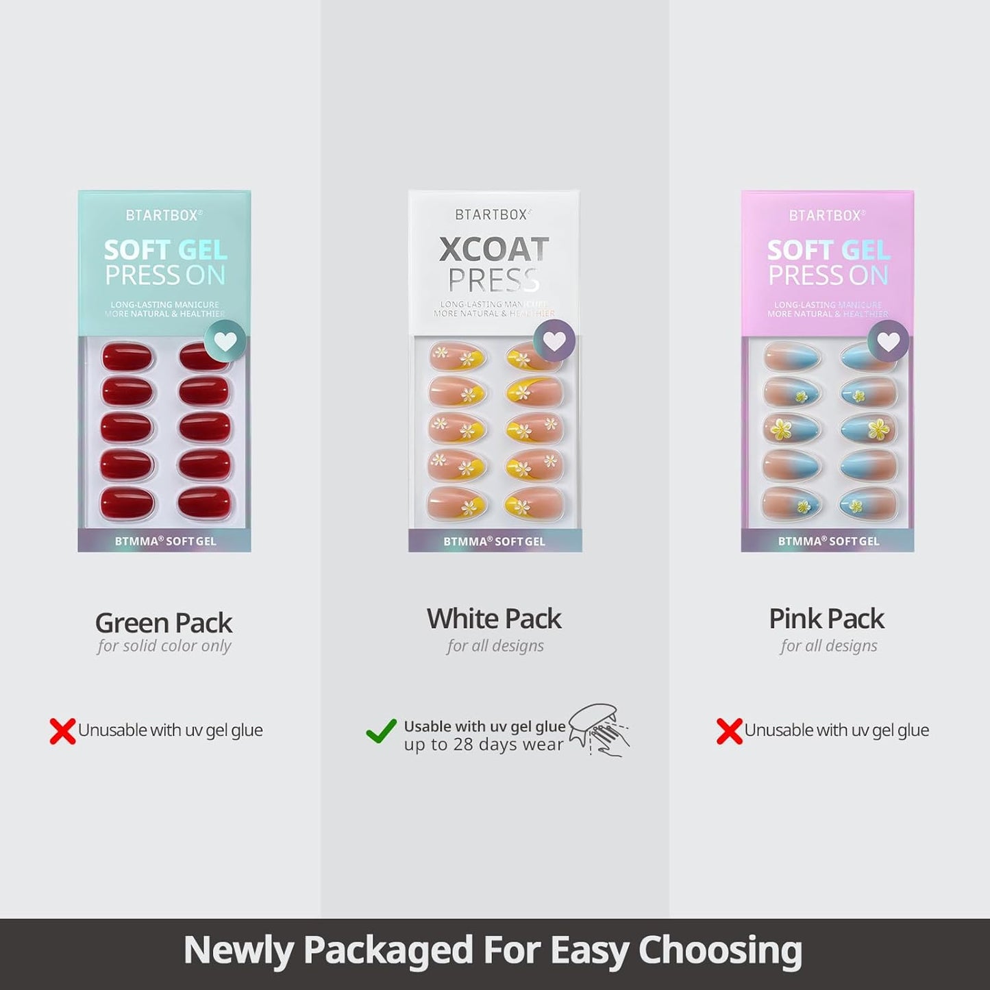 BTArtbox Press On Nails Short - Pearl Accents Chrome Almond Press On Nails with Glue for Women, Opaque Soft Gel Glue On Nails in 16 Sizes - 32 Stick On Nails Kit, Tidal Pearl