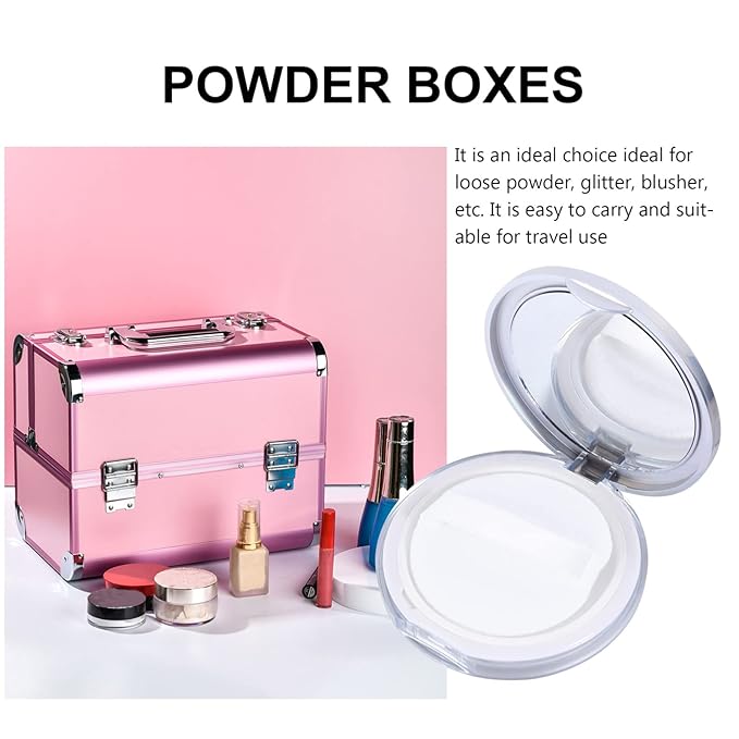 Artibetter Empty Reusable Powder Box 2pcs Loose Powder Containers with Elasticated Net Sifter, Mirror and Puff 5g Loose Powder Compact Case Air Cushion Case for DIY Makeup and Travel ( ) Travel Powder