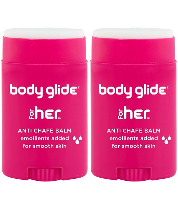 Body Glide For Her Anti Chafe Balm | Chafing stick with added emollients | Great for dry, sensitive skin and/or sensitive areas | Use on chest, bra, butt, groin, arm, and thigh chafing | 1.5oz-2pk