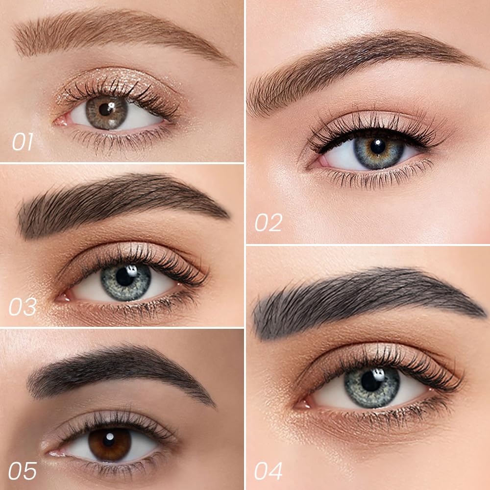Eyebrow Ink Pencil by Brow Stylist -Micro 4 Point Brow Pen Lift & Snatch Eyebrow Pen Kits with 3 Eyebrow Stencil Long-Lasting Waterproof Natural Eyebrow Hair (B-2Pc 04# Gray)