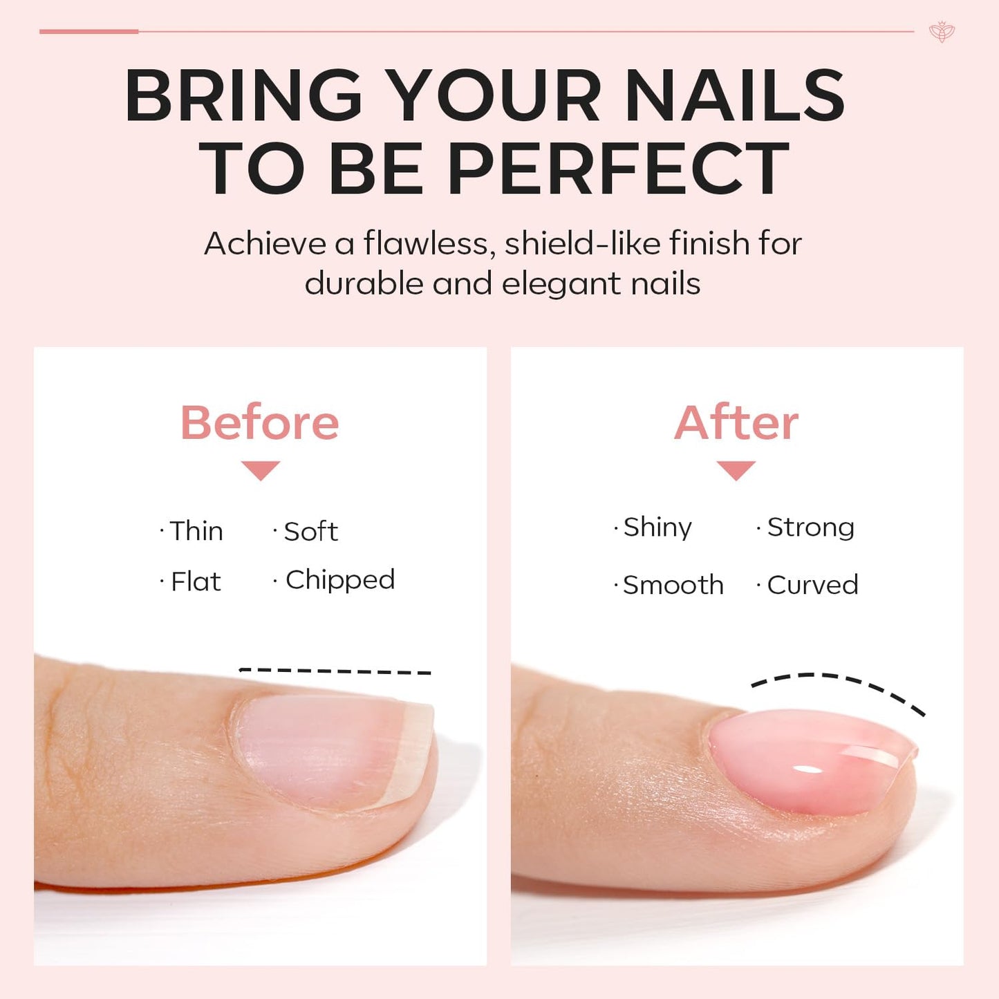 modelones Builder Nail Gel with Gel Top Coat, 8-In-One Nude Pink Builder Acid Free Top Coat for Color Rubber Base Nail Polish Thickening Apex Building Shine Finish, LED Lamp Cured 10ml Home DIY Salon