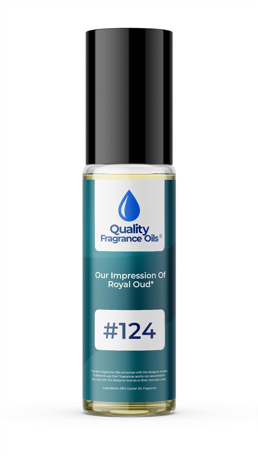 Quality Fragrance Oils' Royal Oud for Men Impression #124 | Long-Lasting Perfume Oil, Alcohol-Free, Strong Scent, 10ml Roll-On | Affordable Alternative to Designer Fragrances