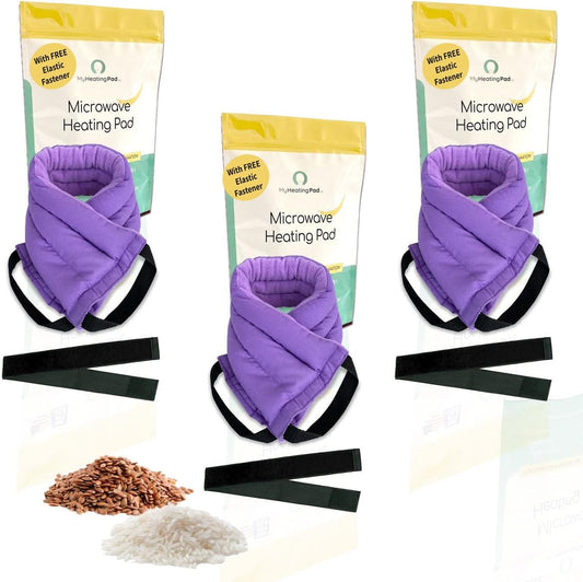 Microwavable Heating Pads for Lower Back, Neck, and Shoulder Pain Relief - Moist Microwave Heating Pad for Muscles and Joints - Microwave Hot Pack Heat Pad for Cramps -3 Heat Pack Purple