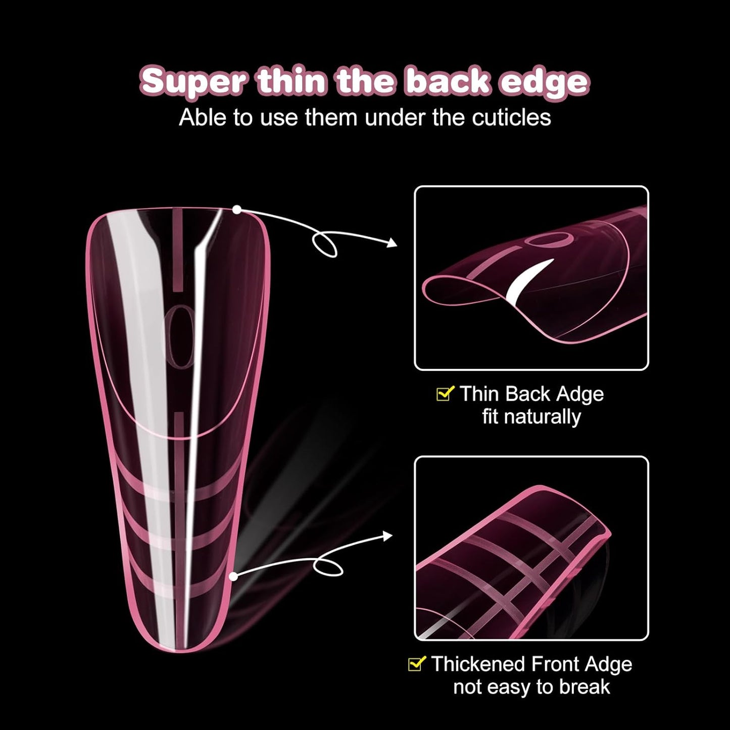 NMKL38 Pink 150PCS Dual Nail Forms 15 Sizes