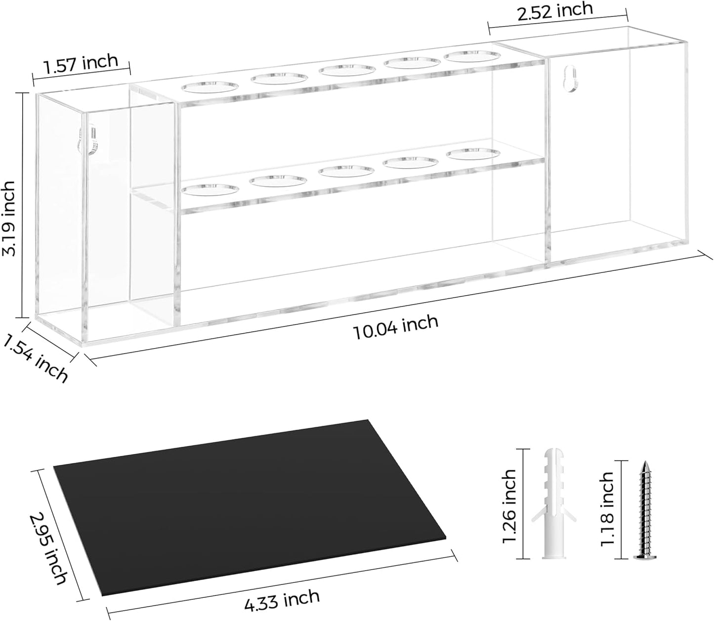 HBlife Acrylic Magnetic Dry Erase Marker Holder for Whiteboard, Wall Mount 5 Slots Magnet Pen Pencil Holder for Fridge Refrigerator, Locker Organizer Accessories for School Classroom Office, Clear