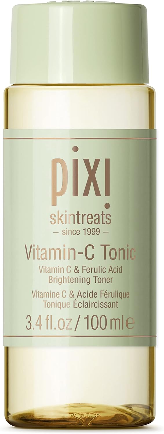 Pixi Vitamin-C Tonic,Brightening & Soothing Facial Toner, Boost Skin Luminosity, Infused with Vitamin-C & Ferulic Acid, Alcohol Free Daily Toner, 100ml / 3.4fl oz Travel Size Skin Care