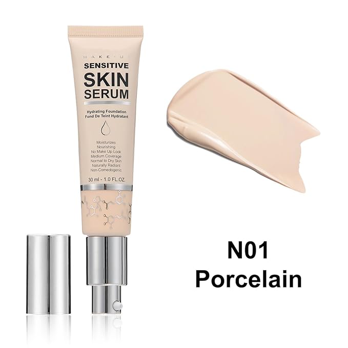 MAEPEOR Hydrating Foundation 6 Colors Full Coverage Liquid Foundation Naturally Mattle Oil-Control Foundation for All Skin Tone (01 Porcelain)