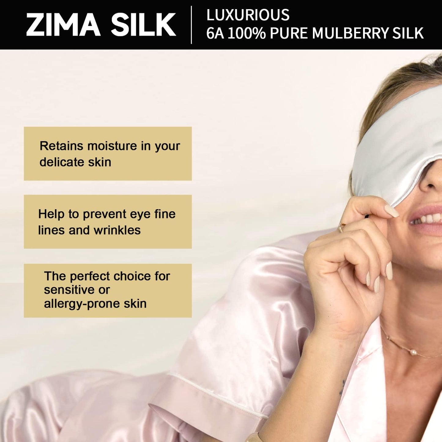 ZIMASILK Adjustable 22 Momme 100% Pure Mulberry Silk Sleep Mask, 3D Contoured Cup Eye Mask for Sleeping, Super Soft Breathable Blindfold, Perfect Blocks Light for Sleeping. (Navy Blue)