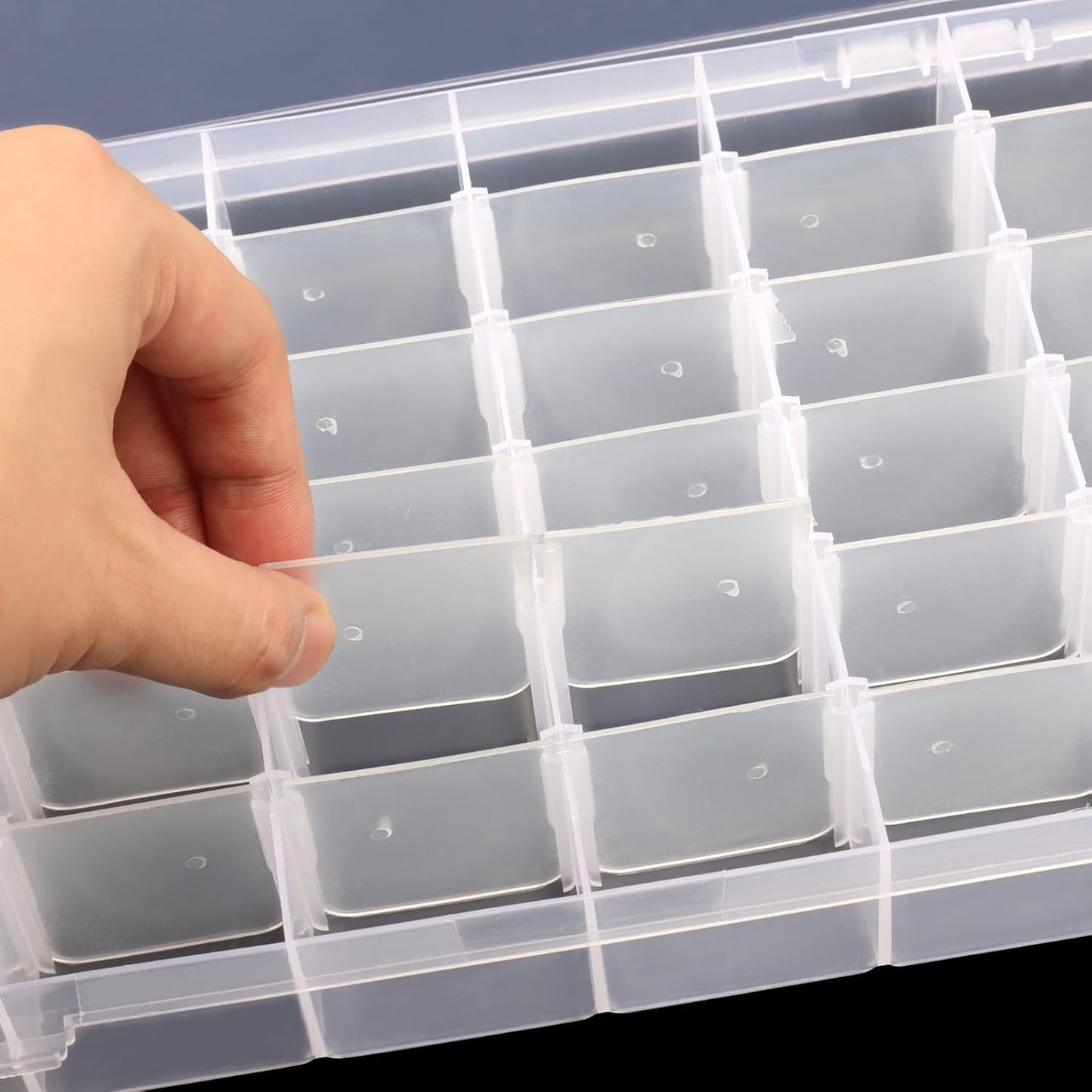 KINJOEK 8 Pack 36 Grids Plastic Bead Organizer Containers Storage, Adjustable Dividers Diamond Jewelry Craft Painting Storage Case, Clear Small Fishing Tackle Box for Sewing Cross Stitch Accessories