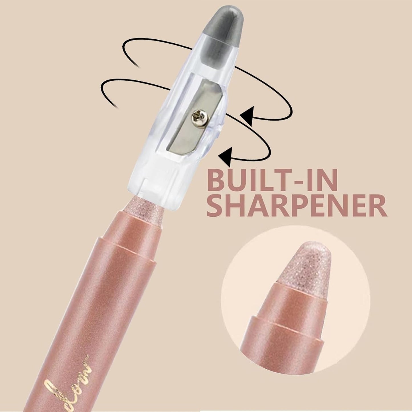 Rose Gold Eyeshadow Stick, Highlighter Eye Liner,Eye Brightener Stick, Shimmer Creamy eye shadow, Waterproof Eyeshadow Pencil Long Lasting Eye Shadow Makeup.#6 rose gold shimmer