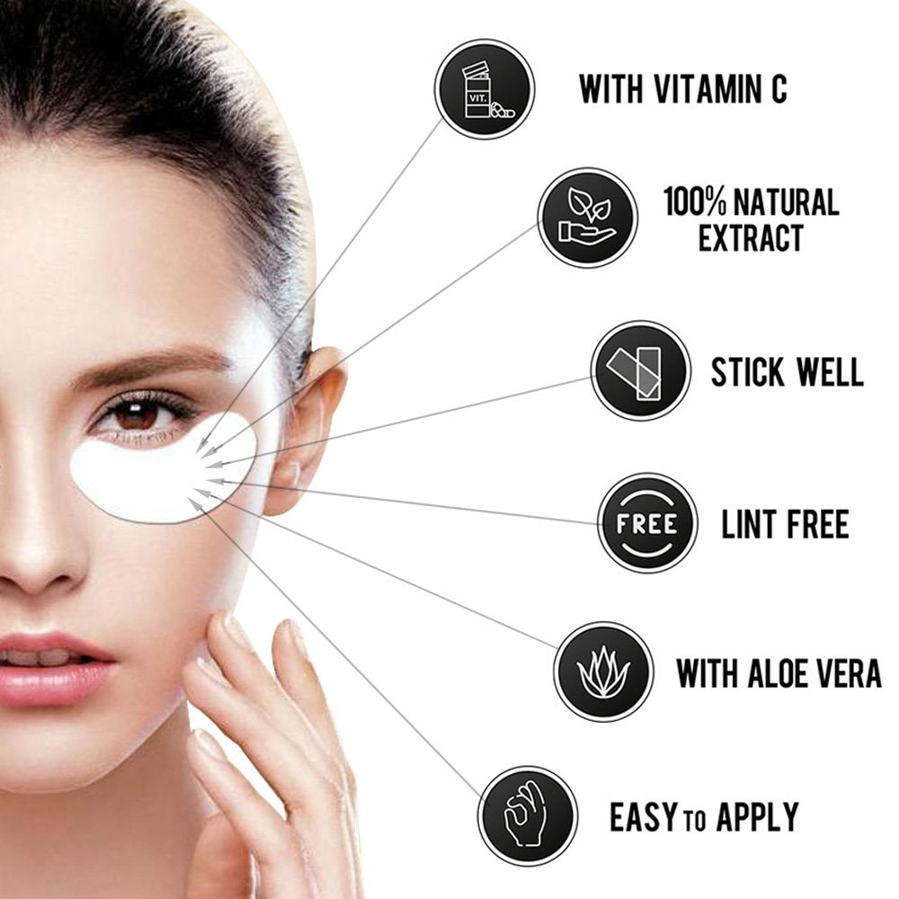 100 Pairs Set Under Eye Pads Disposable Eye Gel Patches for Eyelash Extensions Tool Kit, White Film