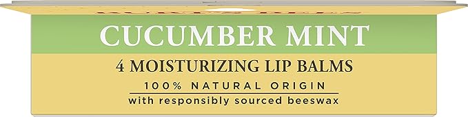 Burt's Bees 100% Natural Origin Moisturizing Lip Balm, Cucumber Mint with Beeswax, 4 Tubes