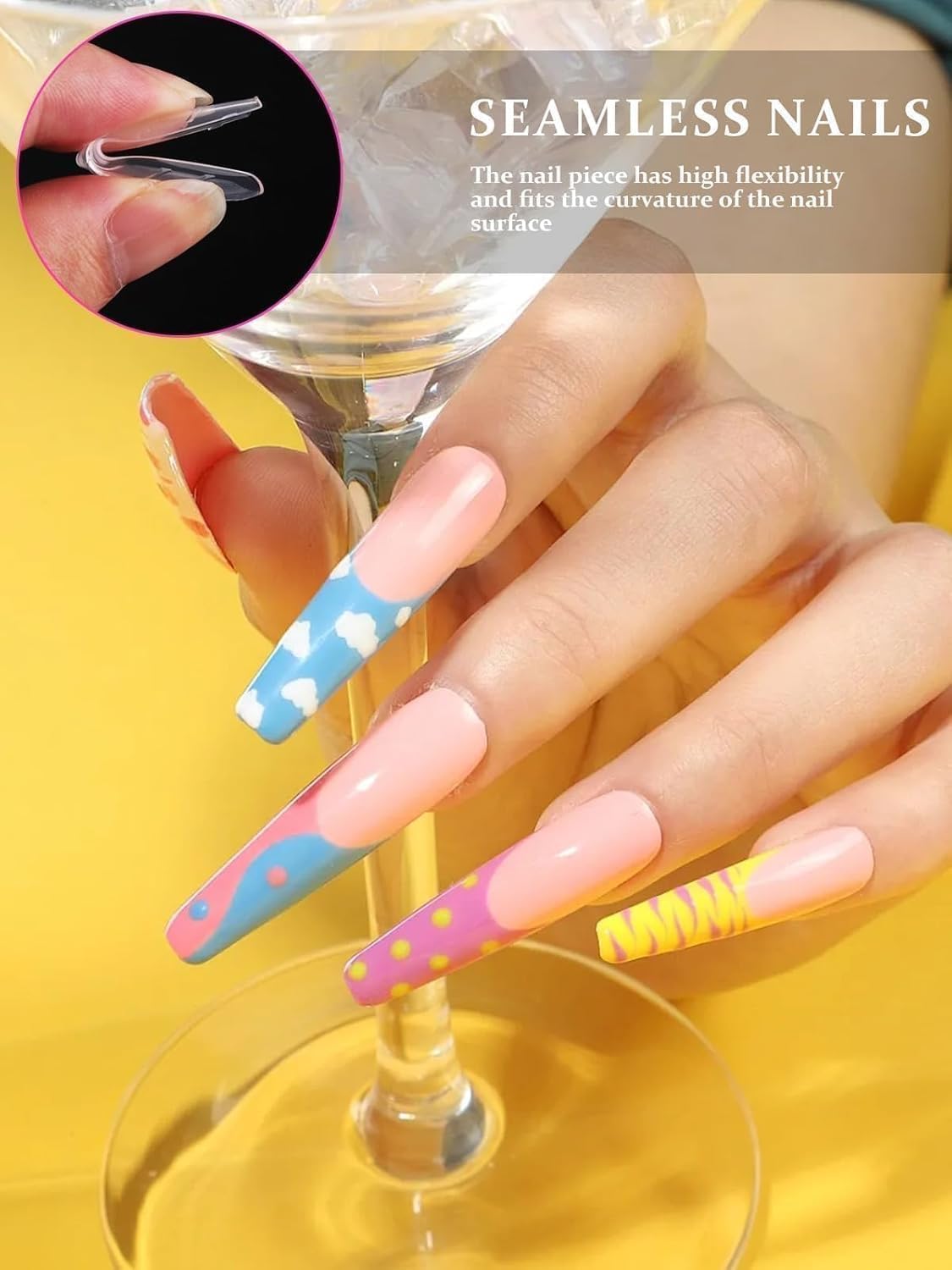 EBANKU Poly Gel Nail Forms Coffin Long, 120 Pcs Dual Forms for Polygel, Structure Builder Gel Nail Molds Acrylic Nail Kit for Nail Extension Art Design Salon & DIY -12 Sizes