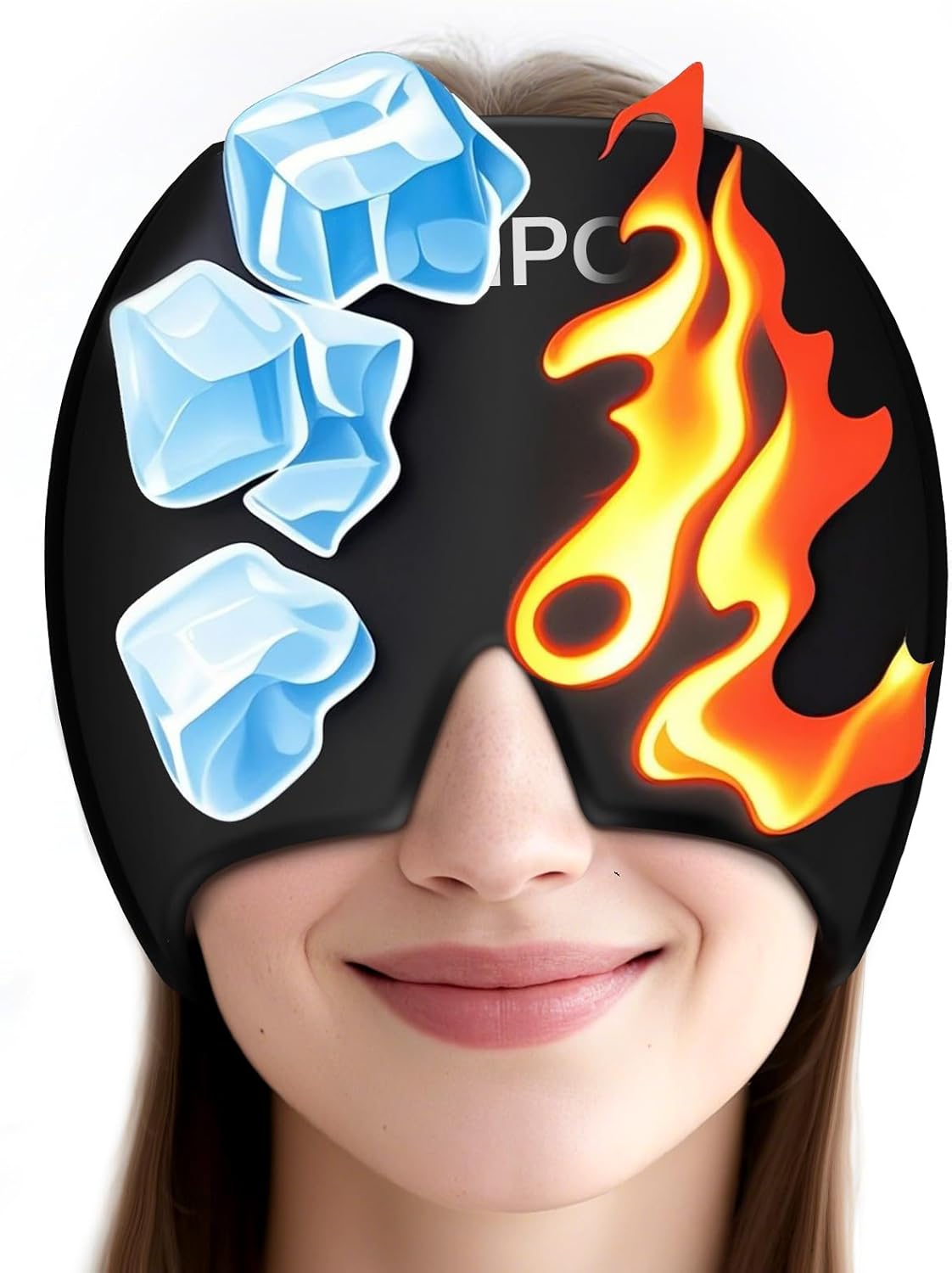 Migraine Relief Cap,Headache Relief Cap Ice Pack Mask, Cold Eye Face Hat Cooling Gel Head Wrap for Tension, Stress,Hangover Gifts for Women Men mom