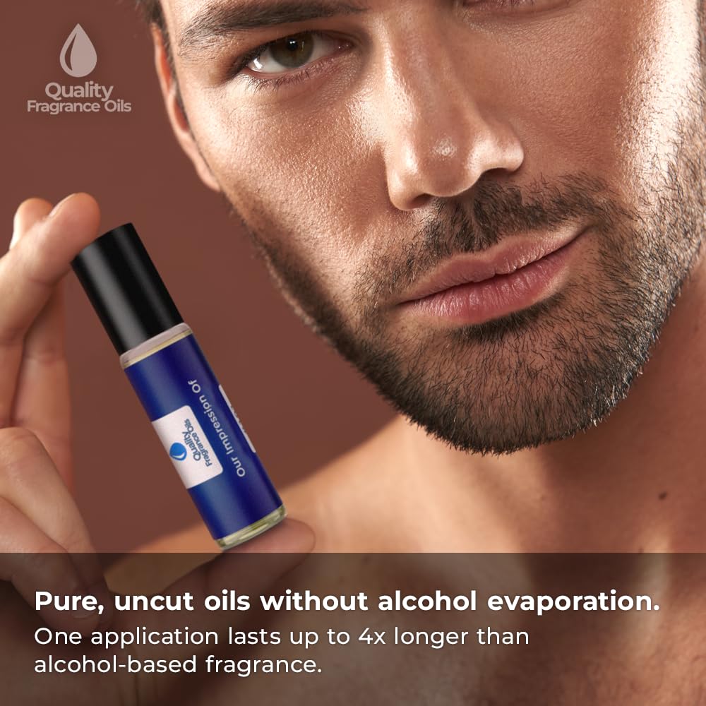 Quality Fragrance Oils' Silver Mountain Water for Men Impression #119 | Long-Lasting Perfume Oil, Alcohol-Free, Strong Scent, 10ml Roll-On | Affordable Alternative to Designer Fragrances
