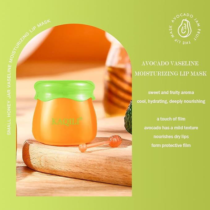 Honey Lip Balm Pot, Propolis Lip Mask, Strawberry Hydrating Propolis Lip Sleeping Mask, Prevent Dry&Cracked, Lip Repair Nourishes the Lip Skin (strawberry & blueberry & peach & avocado)