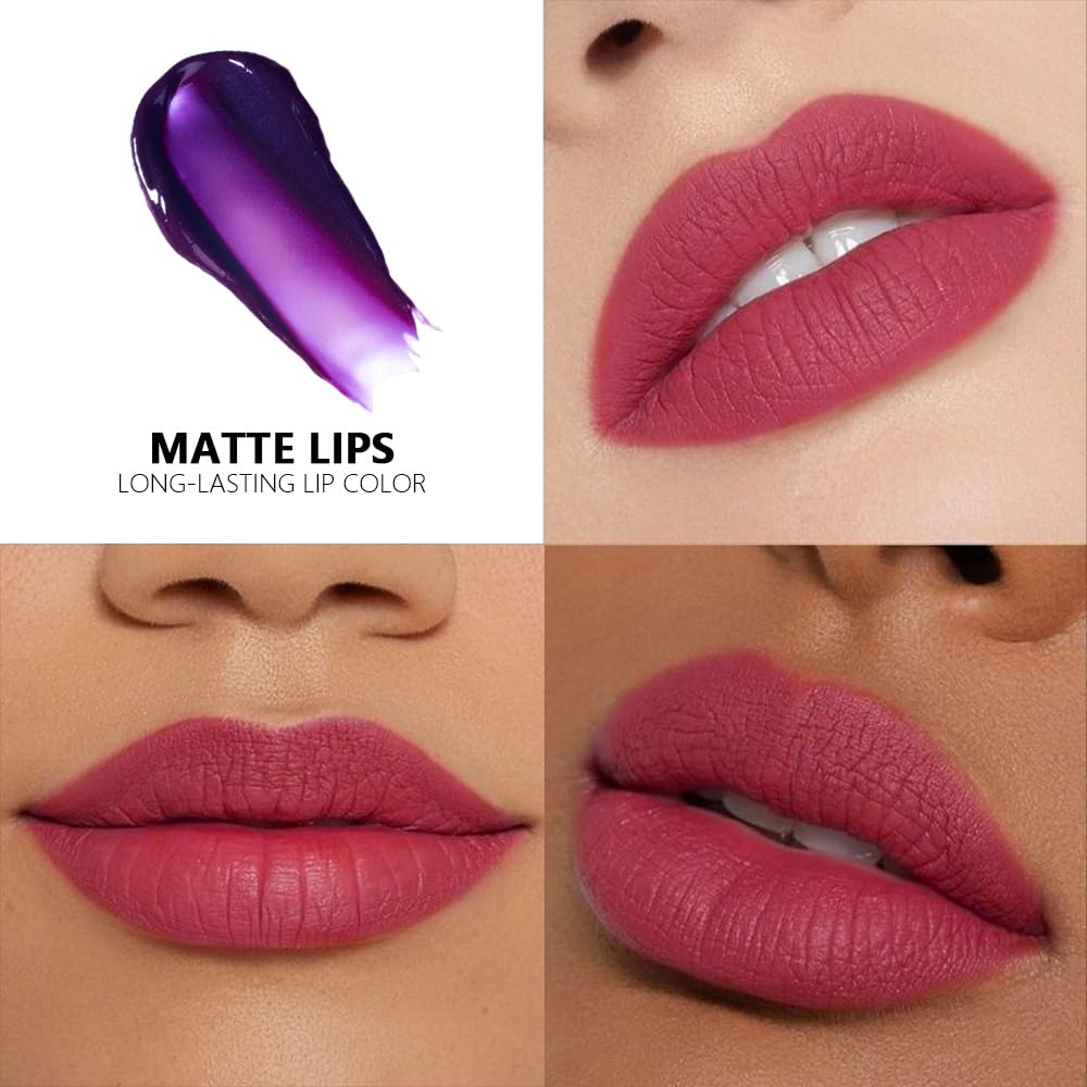 evpct Mauve Red Peel Off Lip Stain Tints with Tweezer, Matte Liquid Lipstick Lip Stain Long Lasting Waterproof for Women, Non-stick Cup Lipstick Peel Off High Pigmented Smudge-proof Easy to Apply, 02