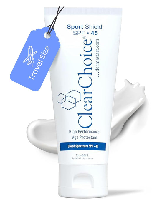 Clear Choice Travel Size Sunscreen for Face SPF 45, Mineral Oil Free Sunblock & Light Moisturizer with Zinc Oxide, Reef-Safe, Broad Spectrum, No White Cast, Dermatologist Recommended 2oz