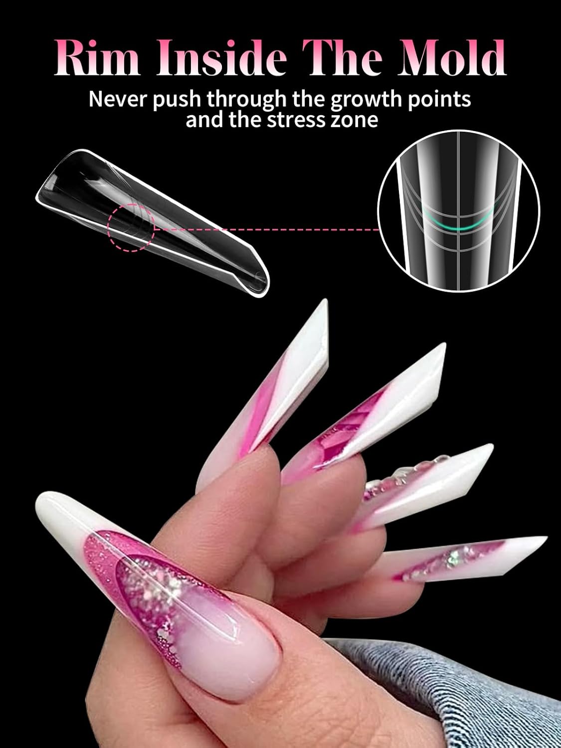 EBANKU Dual Nail Forms for Poly Extension Gel, 150 PCS Clear Coffin Nail Molds Reusable 15 Sizes Nail Extension Forms for Builder Gel Manicure Design Salon DIY