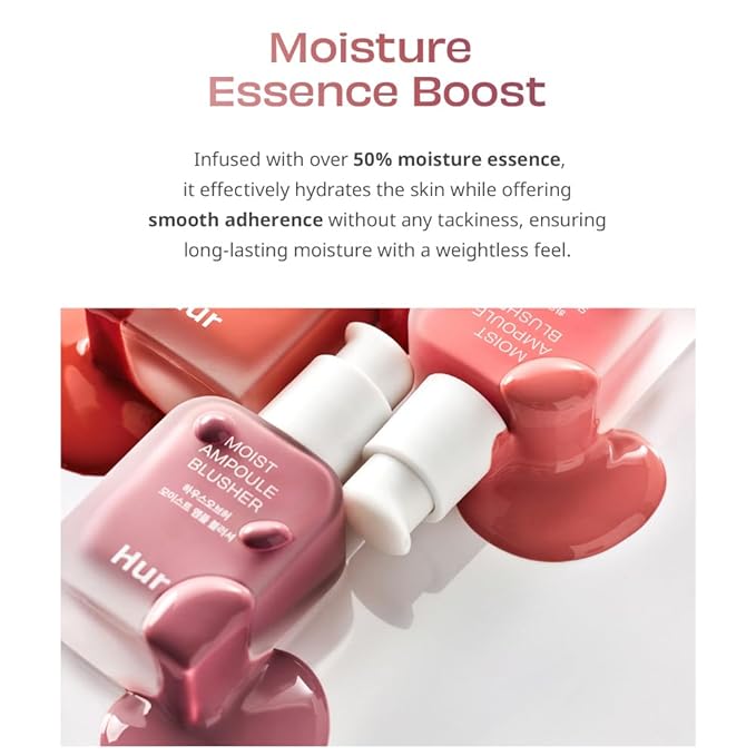 Moist Ampoule Blusher, Buildable Water-based Formula, Infused with over 50% moisture essence, no tackiness, long-lasting moisture, weightless feel (06 Cherry Blossom, 20ml)