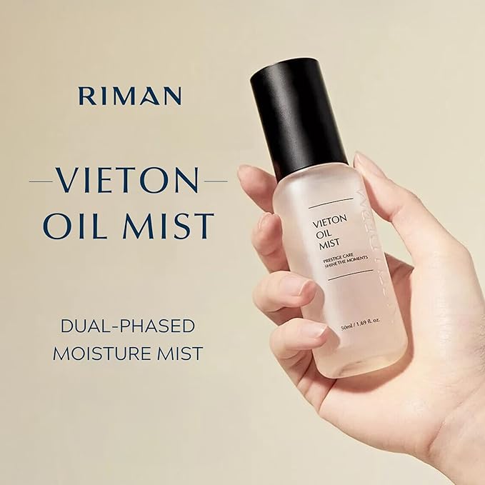 INCELLDERM Riman Vieton Oil Mist | 50ml | Bi-Phasic Hydration with Camellia Seed Oil & Seaberry Water | Korean Skincare Mist for Moisture, Balance & Radiance | Natural Facial Spritz Moisturizer