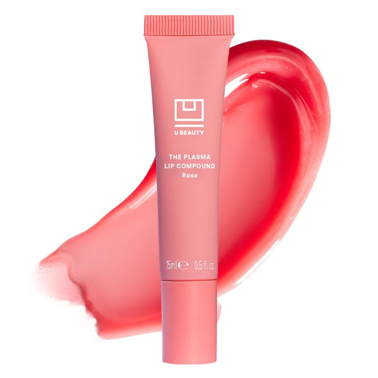 U Beauty The PLASMA Tinted Lip Compound - Anti-Aging & Anti-Wrinkle Lip Gloss, Hyaluronic Acid, Shea Butter & Peptides for Hydration & Plumping, Rose - 15 mL