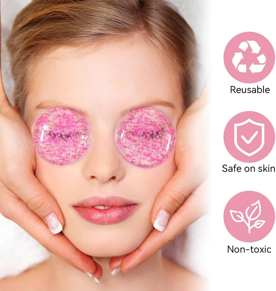 Reusable Eye Face Patches 6 Pairs, Gel Eye Pads Cold Warm Eye Compress and Silicone Under Eye Face Patches for Reduce Puffiness Circles Wrinkle Cooling Eye Mask Ice Packs with Tin Case