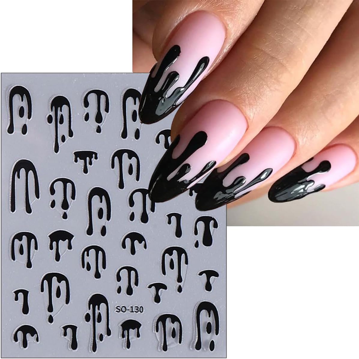 8Pcs Halloween Nail Art Sticker Colorful Bloody Nail Decals 3D Self-Adhesive DIY Fluorescent Blood Nail Stickers Horror Bronzing Black Pink Blood Drop Nail Design Nail Supplies for Halloween Manicure
