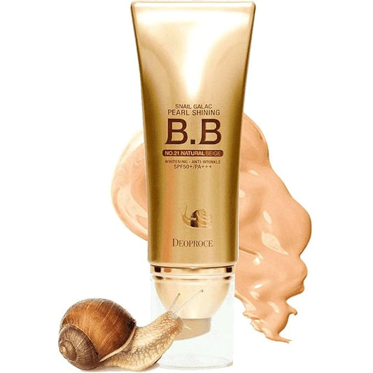 Deoproce Snail Galac Pearl Shining BB Cream SPF50+/PA+++ Skin Tone Correction, Blemish Covering, UVA/UVB Block reduction in appearance of fine lines (#23 Sand Beige)