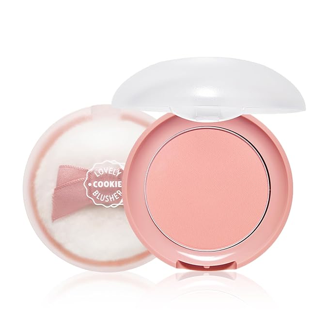 ETUDE Lovely Cookie Blusher #PK004 Peach Choux Wafers 4g | Glowing & Natural Powder Blush with Long-Lasting Sebum Control | Easy Application | Puffy Cushion for a Lovely Makeup Look