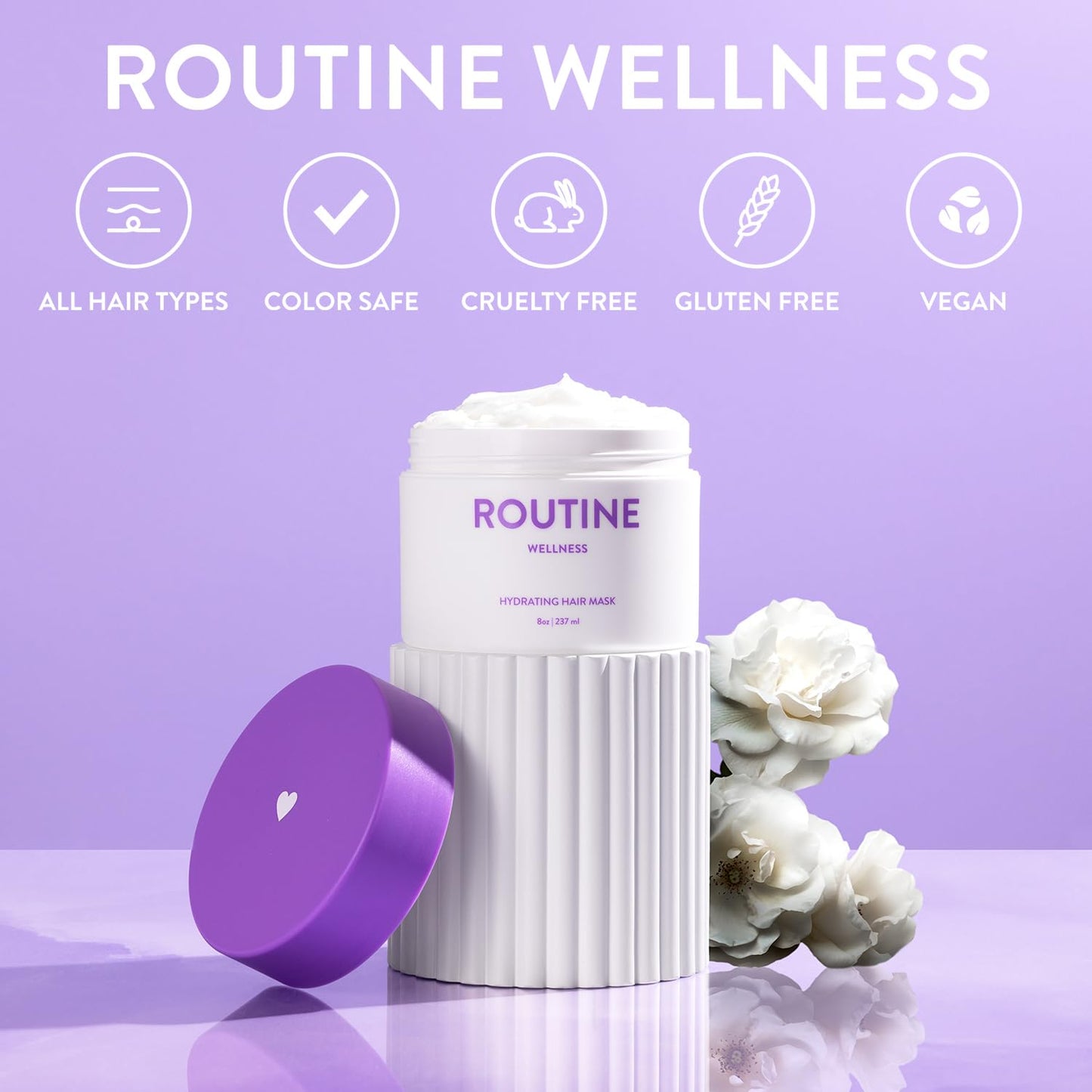 Routine Wellness Deep Conditioning Hair Mask for Dry Damaged Hair - Hydrating, Moisturizing Repair Treatment - Promotes Volume - Rose Hips 8oz