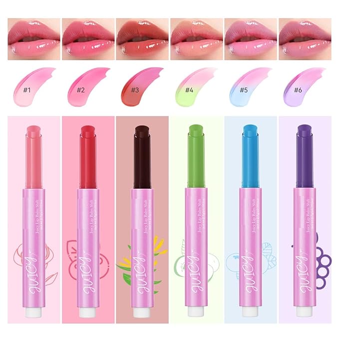 MAEPEOR Tinted Lip Balm 6 Colors Moisturizing Lip Balm Hydrating Changing Lip Gloss for Lip Care and Dry Lip (02 Berry)