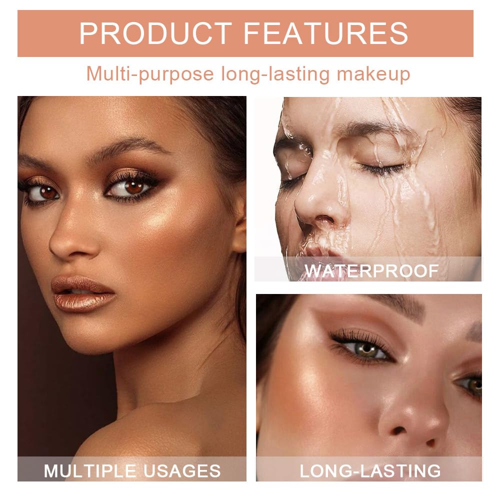 evpct Champagne Face Highlighter Makeup Shimmer Glitter Diamond Sparkly Highlighters Makeup Palette Powder for Face Body Cheek Skin iluminadores iluminador de jos maquillaje luminizers E02