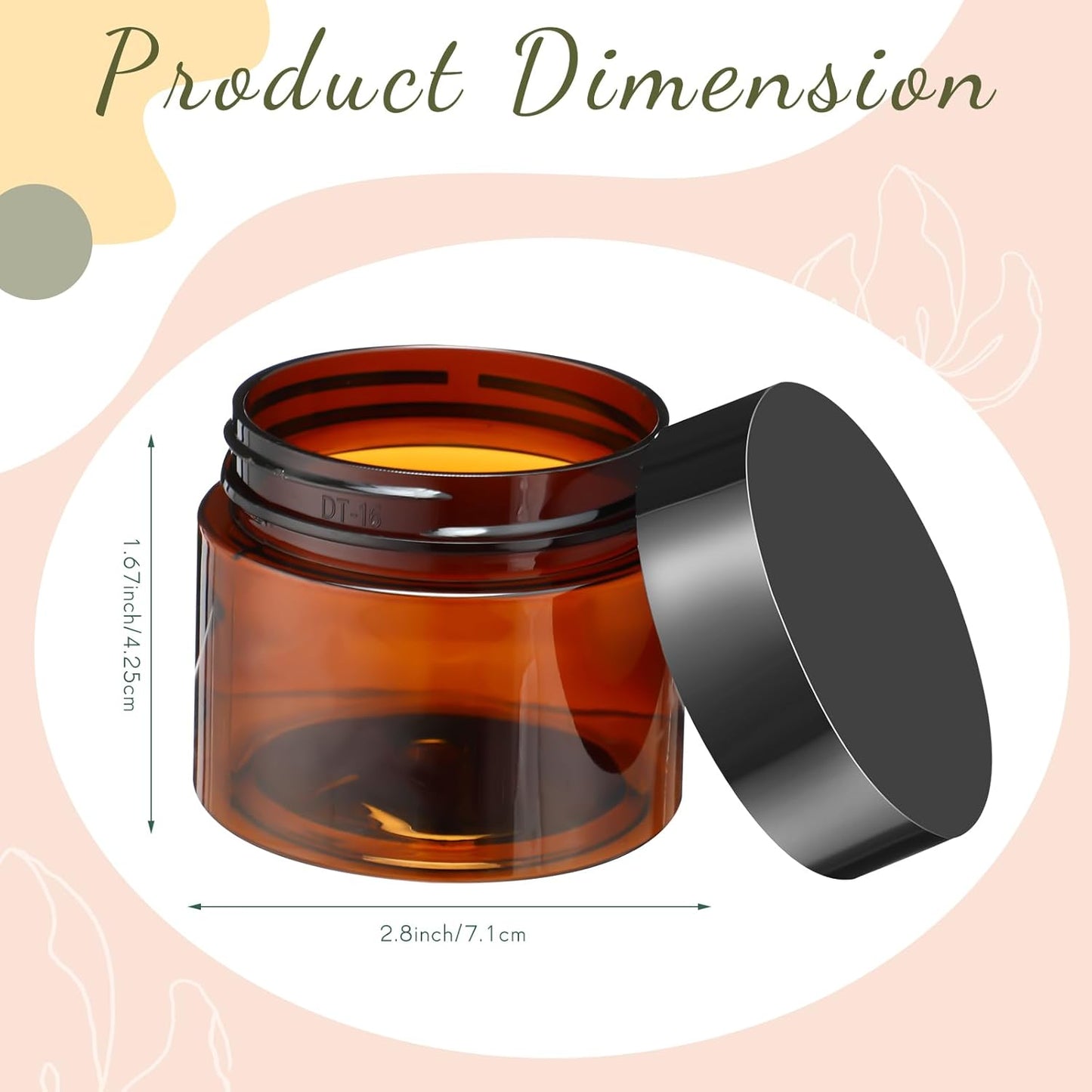 Patelai 4 Pieces Round Wide-mouth Leak Proof Plastic Container Jars with Lids for Travel Storage Makeup Beauty Products Face Creams Oils Salves Ointments DIY Making(4 Ounce,Amber)