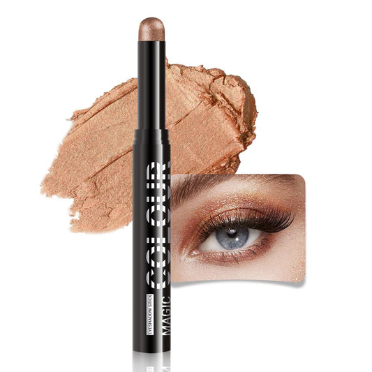 Rosy Brown Shimmer Cream Eye Shadow Stick Makeup for Women, Rosy Brown Shimmer Matte Eye Shadow Brightener Stick for Eyes, Waterproof Eyeshadow Pencil Applicator Blendable for Eye Highlight 12
