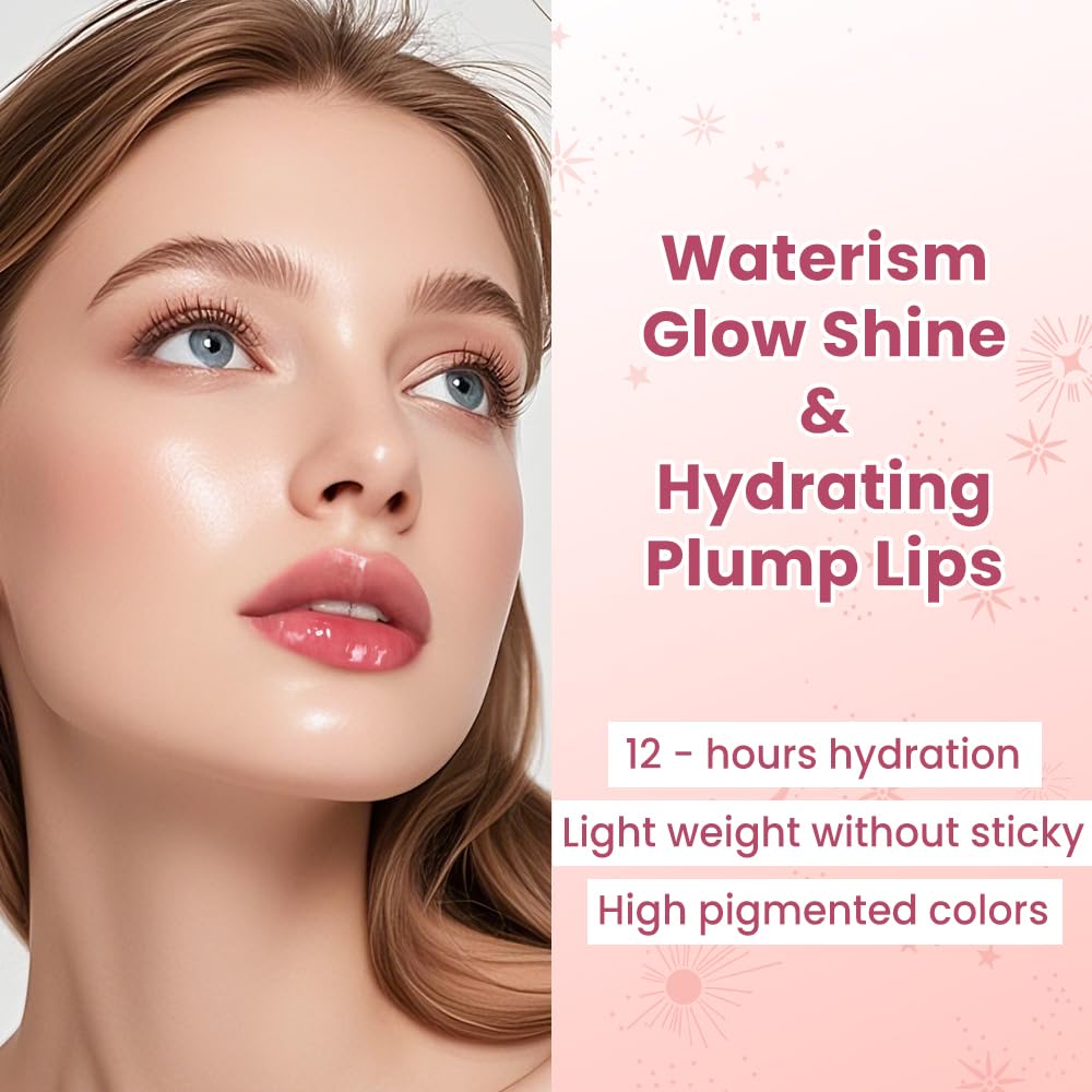 CATKIN Glossy Lip Balm 3pcs Gift Set, Ultra Hydating Glow Lip Tinted Jelly Plump Melting Balm Shea Butter Repair Soothing For Dry Lips Dewy Finished 0.12 oz 01