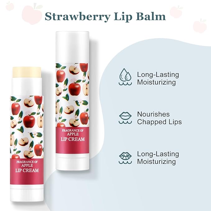 Boobeen Fruit Lip Balm Stick, Lip Repair Stick for Dry Cracked Lips, Moisturizing Lip Care Reduce Fine Lines, Hydrating Lip Balm for Men & Women